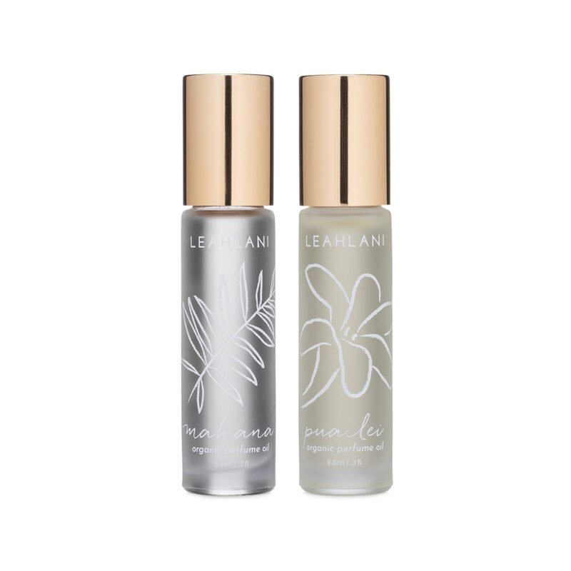Shop Leahlani Perume Oil Mahana and Pua Lei, pure tropical fragrance perfumes.