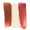 Swatches of Mara Sea Silk Lip Balms shades Nude Beach, Clear and Sea Latte.