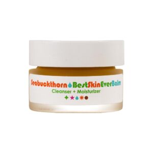 Living Libations Seabuckthorn Best Skin Ever Balm travel size mini for cleansing and moisturizing skin.