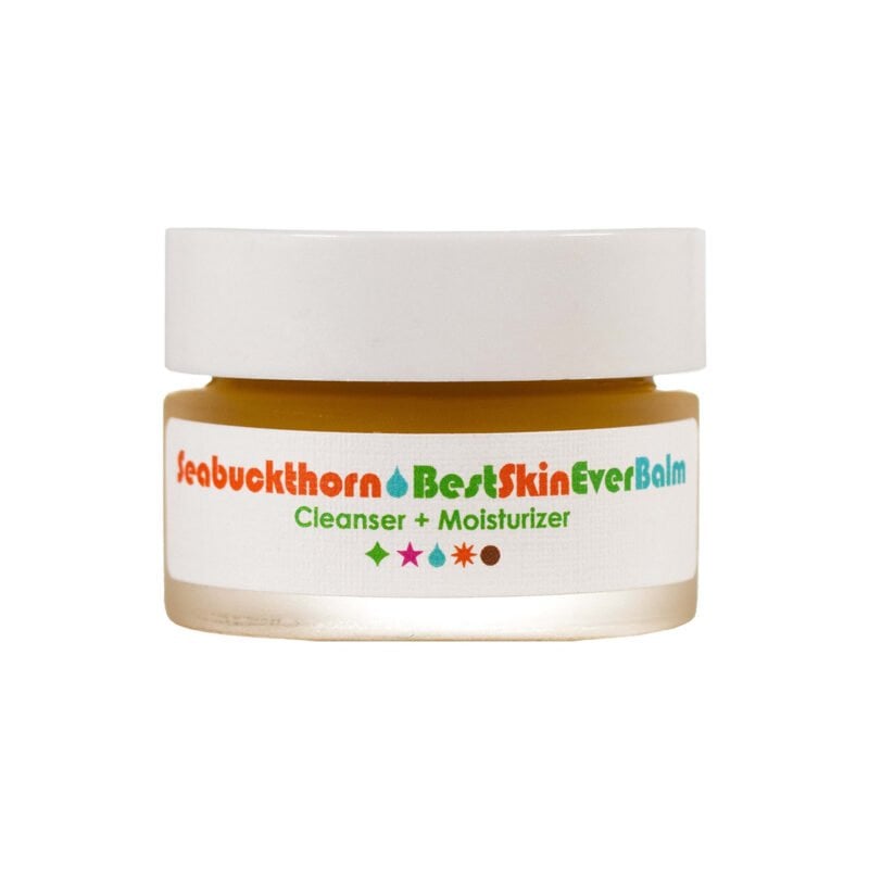 Living Libations Seabuckthorn Best Skin Ever Balm travel size mini for cleansing and moisturizing skin.