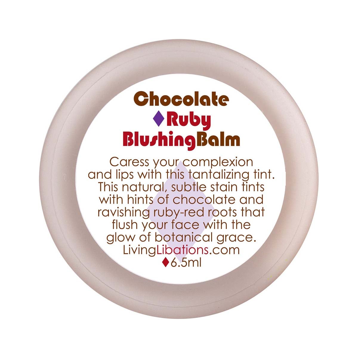 Living Libations Chocolate Ruby Blushing Balm available at Inspire Beauty.