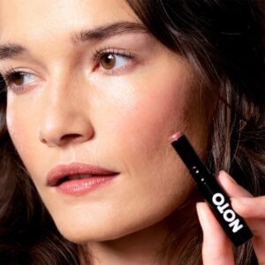 NOTO Multi-Bene Stain Stick in shade Five is a neutral dusty rose hue for lips and cheeks.