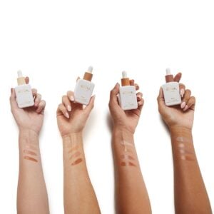 Agent Nateur Holi (Sun) Dewy Tinted Skin Drops SPF 50 is available in 4 shades: Ivory, Almond, Honey, Espresso.