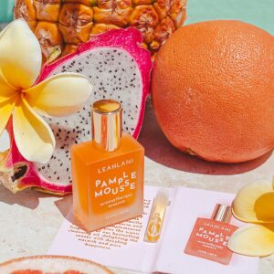Shop Leahlani Skincare Pamplemousse Aromatherapy Essence, an all-natural perfume with a delightful citrus vanilla scent.