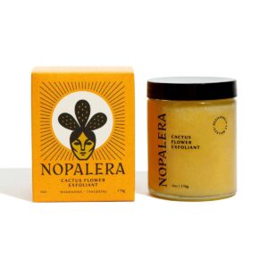 Shop Nopalera Cactus Flower Exfoliant Mandarina at Inspire Beauty, a moisturizing body scrub with a citrusy tangerine scent for silky smooth, touchable skin.