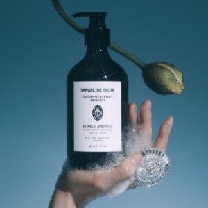 Sangre de Fruta Garden of Earthly Delights Botanical Hand Wash is a handcrafted mild lathering hand wash that leaves skin nourished and cleansed.