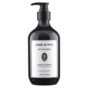 Shop Sangre de Fruta Head of Roses Botanical Shampoo at Inspire Beauty, a gentle hydrating shampoo with a sensual rose and sandalwood scent.