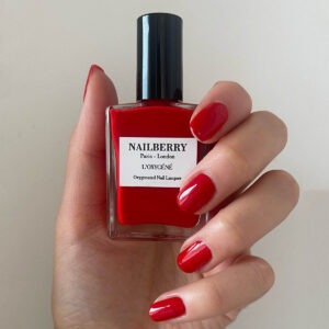 Nailberry L'Oxygéné Nail Polish Pop My Berry is a brilliantly bright orange-almost-red.