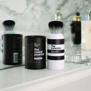Kaia Naturals The Sweat Powder Refill sets includes an applicator brush and refill.