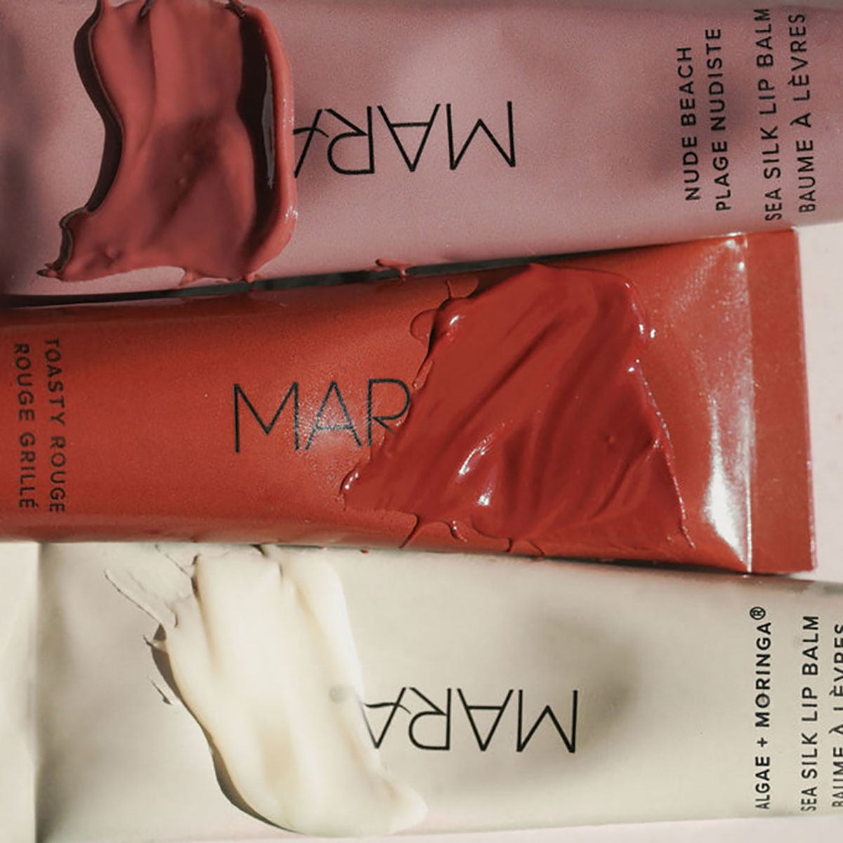 MARA Sea Silk Lip Balm Trio MARA Sea Silk Lip Balm Trio comes in 3 goregous shades (Clear, Nude Beach and Toasty Rouge).