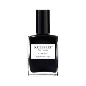 Shop Nailberry L'Oxygene Nail Polish Black Berry at Inspire Beauty, a deep opaque black nail lacquer.