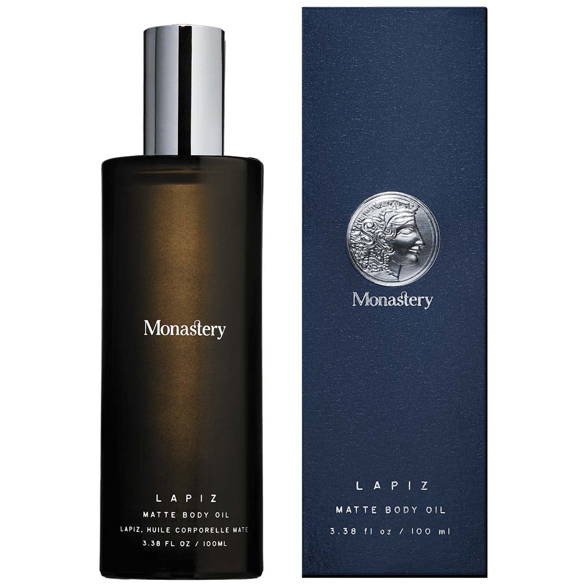 Monastery Skincare Lapiz Matte Body Oil is a lightweight body oil that softens and moisturizes skin with an energizing aroma.