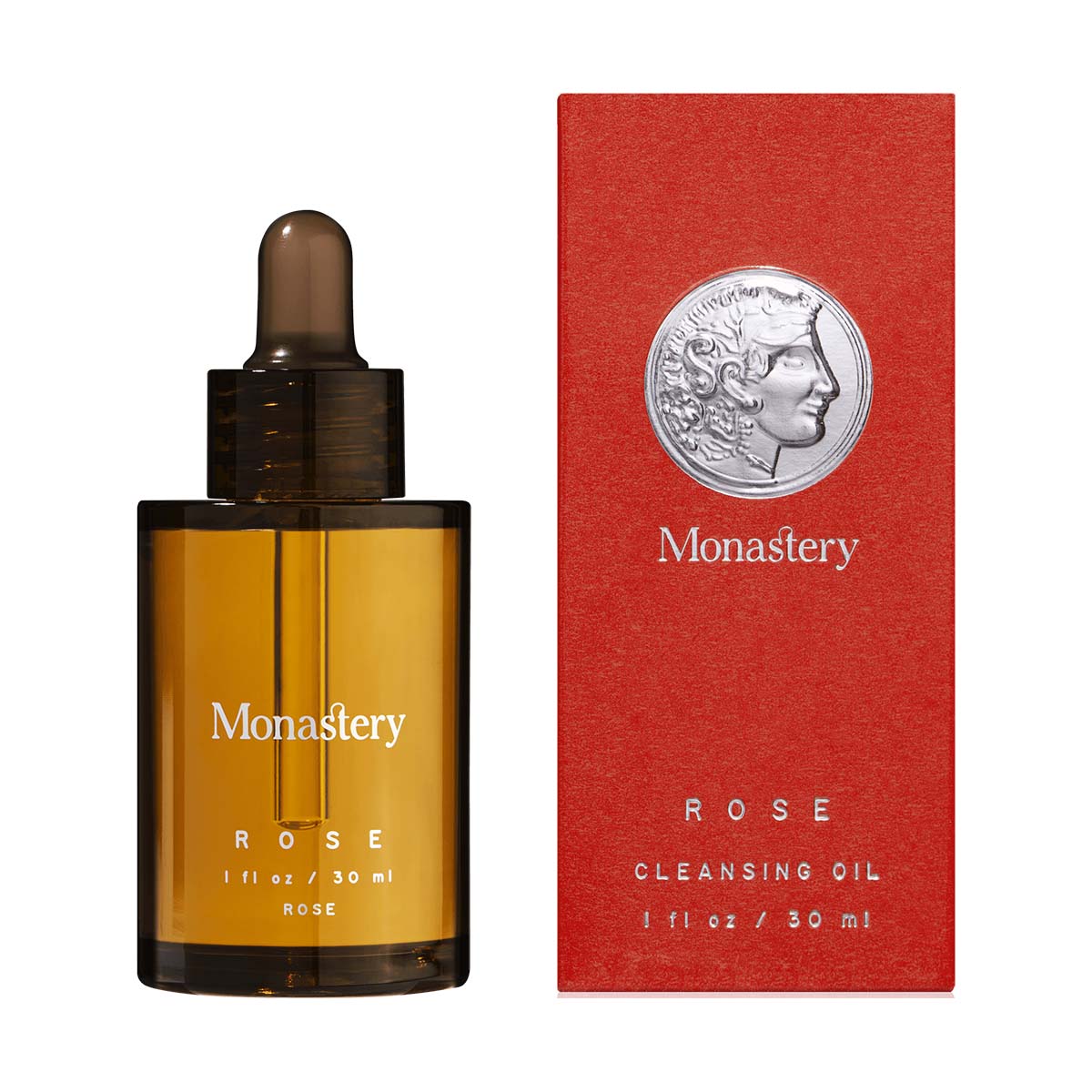 Monastery Made Rose Cleansing Oil, a nourishing and calming oil cleanser to remove makeup and impurities.