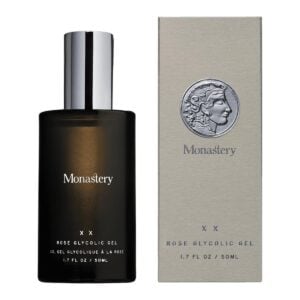 Monastery Skincare XX Rose Glycolic Gel is a gentle AHA exfoliating gel that smooths and resurfaces skin.