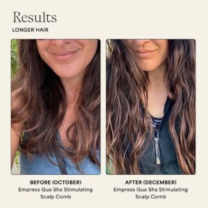 Regulalry massaging the scalp with Wildling Scalp Comb Gua Sha can improve scalp health and hair growth.