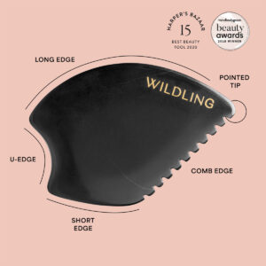Wildling Empress Stone is a patented gua sha tool crafted with different shaped edges for maximum lifting and sculpting results.