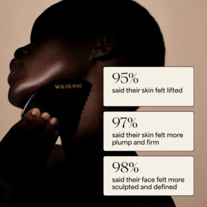 Wildling gua sha lifts, firm and defines the face.