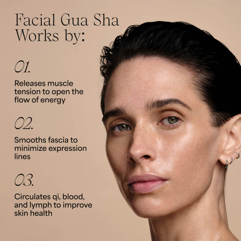Wildling Empress Gua Sha helps relieve muscle tension, improves circulation and flow, and helps smooth and firm the skin.