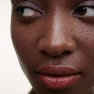 Wonderblush Cassis Lipstick is a muted wine color with a soft satin finish.