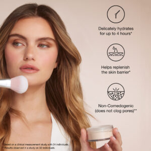 RMS Beauty Hydra Setting Powder is a sheer soft-focus setting powder to blur and set.