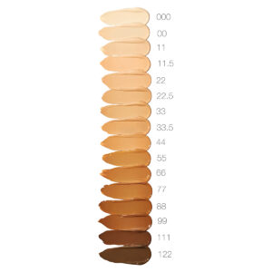 Swatches of all RMS Beauty ReEvolve Natural Finish Liquid Foundation shades.