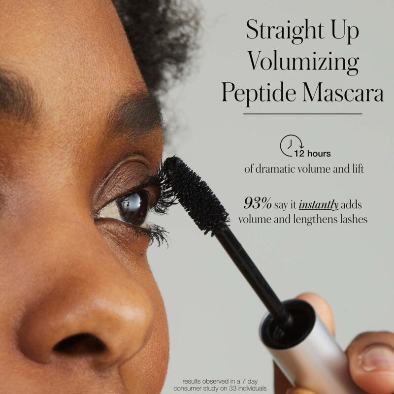 RMS Beauty Straight Up™ Volumizing Peptide Mascara is formulated with pro peptide to help strengthen, revitalize, and thicken lashes.