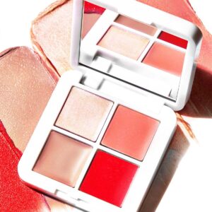 RMS Lip2Cheek Glow Quad Mini is an on-the-go palette of four buildable, nourishing colors for lips & cheeks.