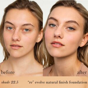 RMS Beauty ReEvolve Natural Finish Liquid Foundation shade 22.5 is a cool buff beige