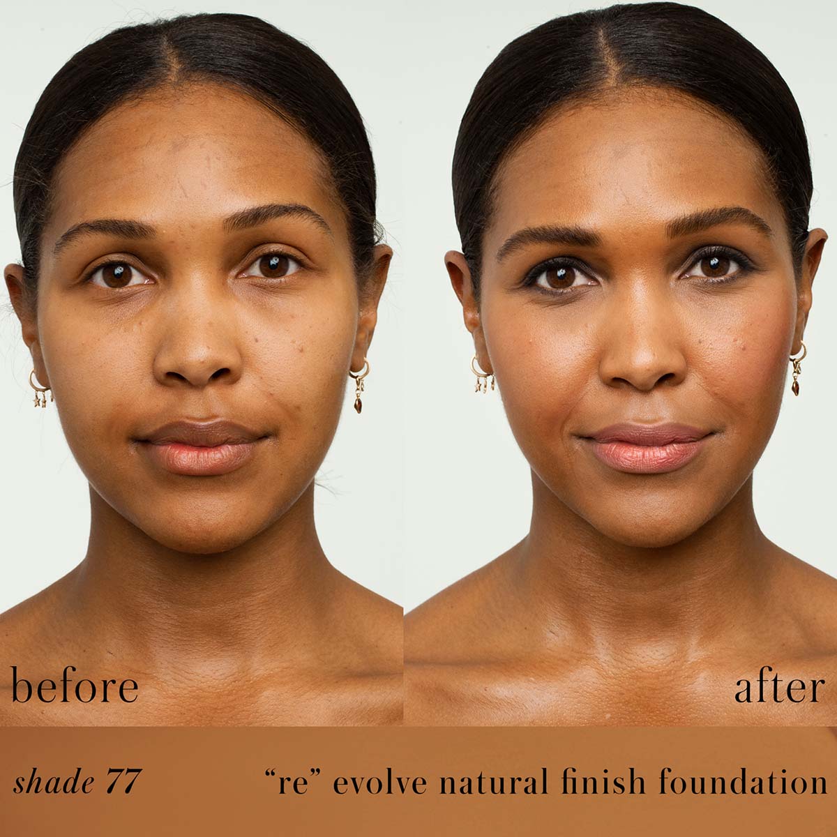 RMS Beauty ReEvolve Natural Finish Liquid Foundation shade 77 is a deep sienna hue.
