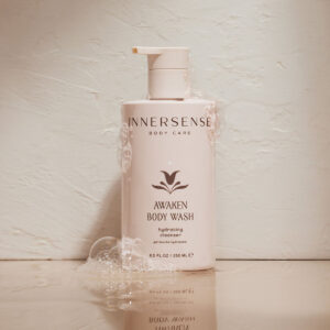 Innersense Awaken Body Wash is a hydrating body wash to cleanse and soothe the skin.