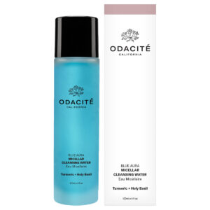 Odacité Blue Aura Micellar Cleansing Water is an all-natural, no-rinse micellar cleansing water sweeps away dirt, makeup, and pollution in one easy step.
