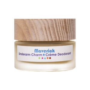 Living Libations Maverick Underarm Charm Creme Deodorant, an all natural deodorant with a masculin botanical scent.