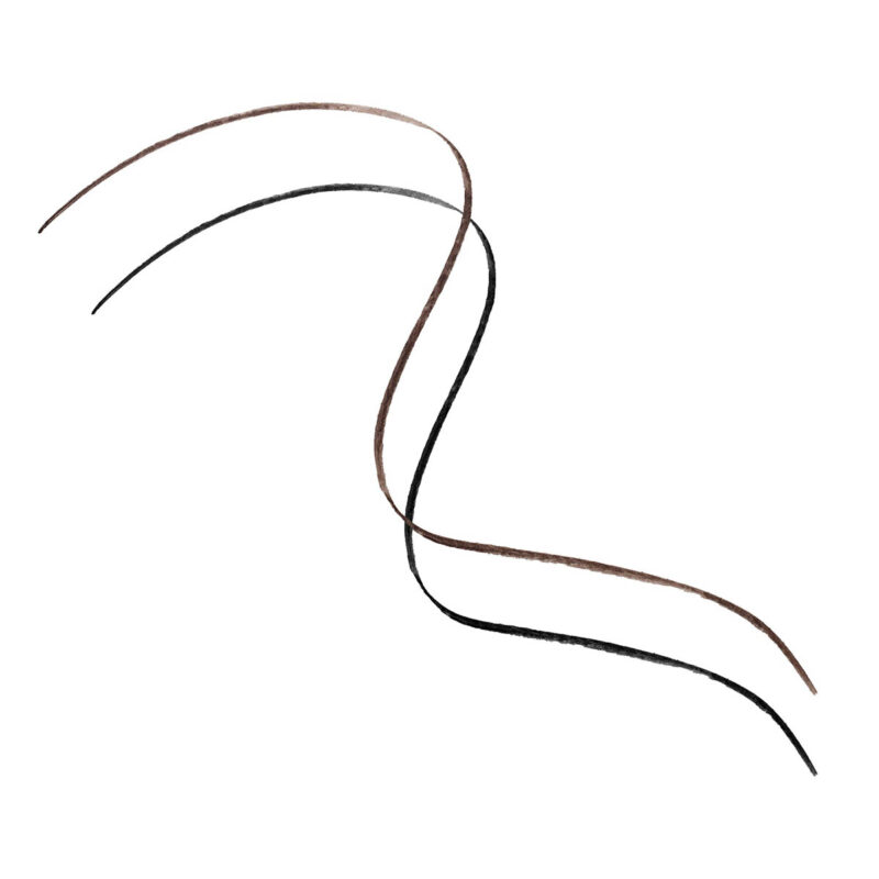Swatches of Living Libations Elegant Eyeliner in shades Onyx and Cacao.