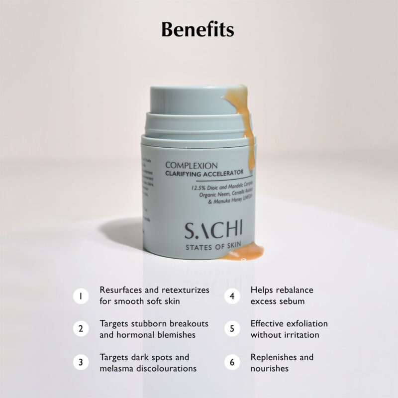 Sachi Skin Complexion Clarifying Accelerator smoothes, brighten and purifies skin.