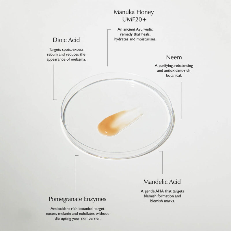 Sachi Skin Complexion Clarifying Accelerator is an acid enzyme exfoliating serum to smooth texture and clarify clogged pores.