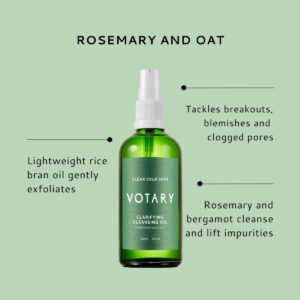 VOTARY Clarifying Cleansing Oil is a purifying oil cleanser to deeply cleanse and lift impurities while balancing skin.