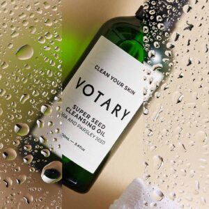 Thick, rich and nourishing, VOTARY Super Seed Cleansing Oil gently removes all traces of the day, SPF and makeup (even waterproof mascara).
