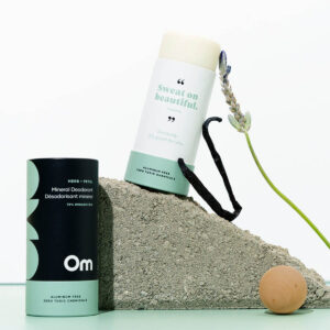 Om Organics Herb + Petal Mineral Deodorant is all naturals, aluminum and baking sode-free - great for sensitive skin.
