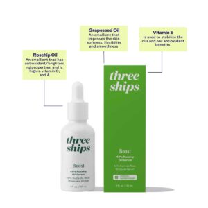 Three Ships Boost 49% Rosehip Oil Serum helps reduce wrinkles and discoloration.