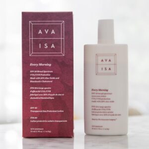 Ava Isa Every Morning Sunscreen SPF 30 is a broad spectrum mineral sunscreen made with 25% zinc oxide.