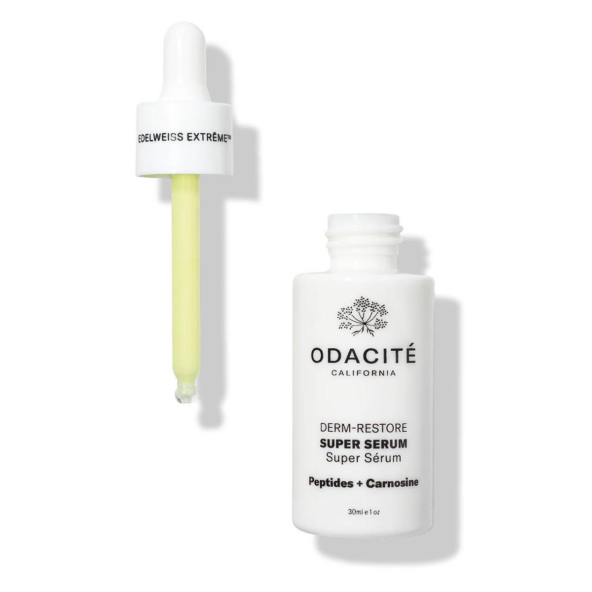 Odacité Edelweiss Extrême Deep Restore Super Serum is a highly concentrated serum that leaves skin measurably restored, refined, and soothed with a more youthful, plump appearance.