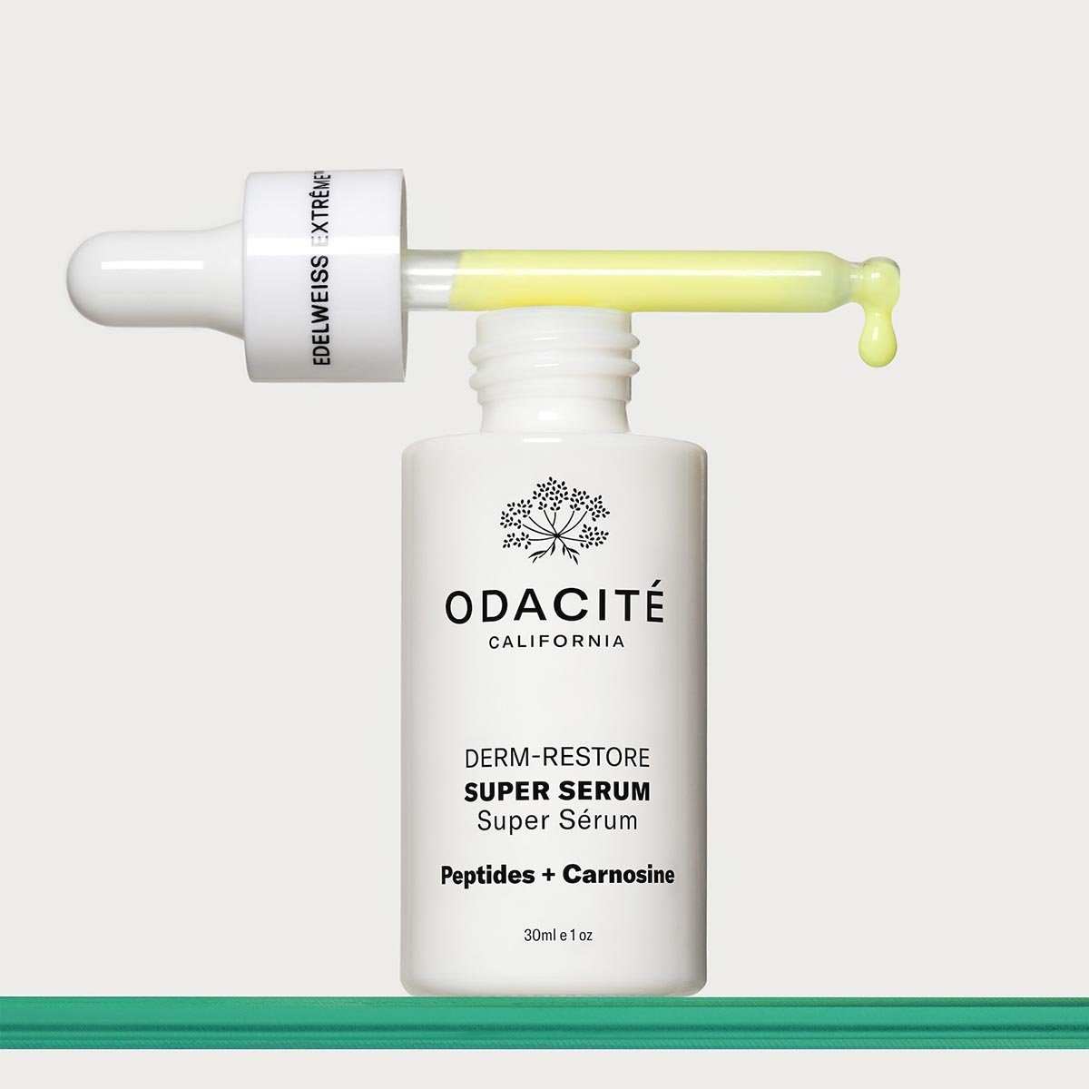 Odacité Edelweiss Extrême Deep Restore Super Serum is a lightweight soothing and firming emulsion for soft, hydrated skin.