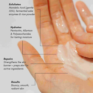 Maya Chia The Meringue Melt Cleanser combines a Triple Exfoliation Complex (chemical, enzymatic, and physical) for smooth, glowing skin.