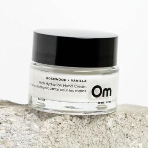 Om Organics Rosewood + Vanilla Rich Hydration Hand Cream available at Inspire Beauty.
