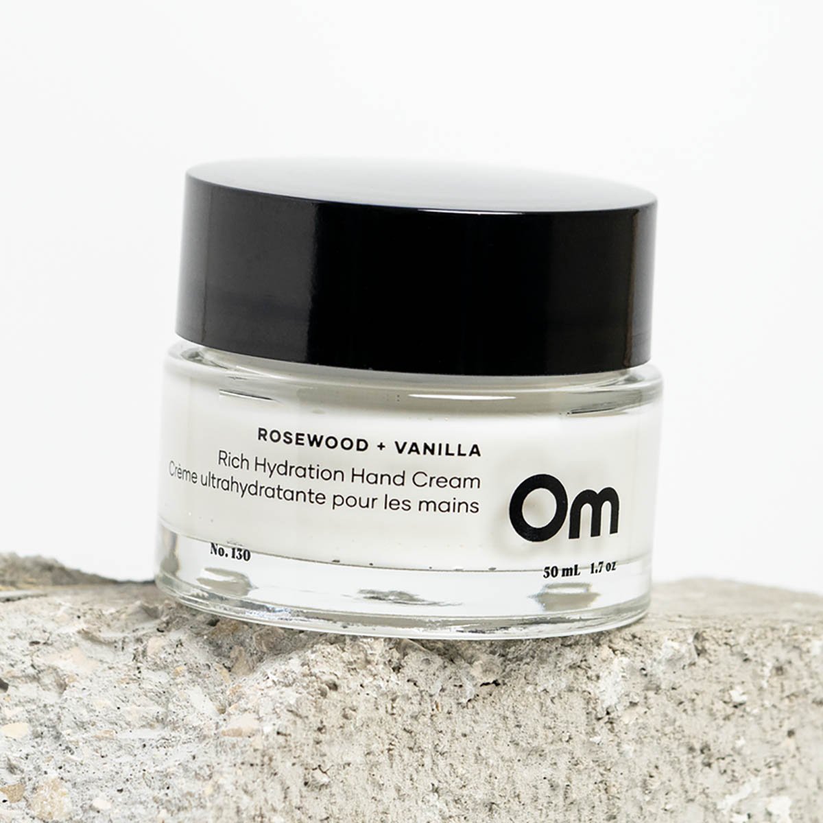 Om Organics Rosewood + Vanilla Rich Hydration Hand Cream available at Inspire Beauty.