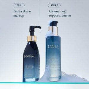 Double Cleanser with MARA Algae Enzyme Cleansing Oil and Aura Cleanse Foaming Gel Cleanser - available at Inspire Beauty.
