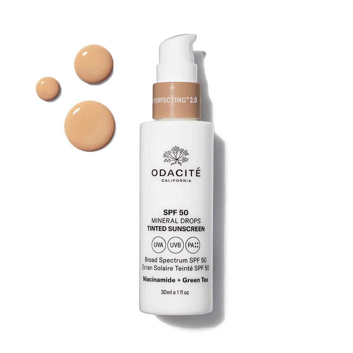 Shop Odacité SPF 50 Mineral Drops Tinted Sunscreen in shade 2.5 at Inspire Beauty.