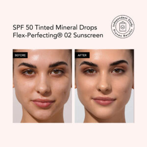 Odacité SPF 50 Mineral Drops Tinted Sunscreen shade 02 for light-medium skin with neutral undertones, available at Inspire Beauty.