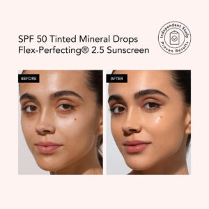 Odacité SPF 50 Mineral Drops Tinted Sunscreen shade 2.5 for medium skin with golden undertones, available at Inspire Beauty.