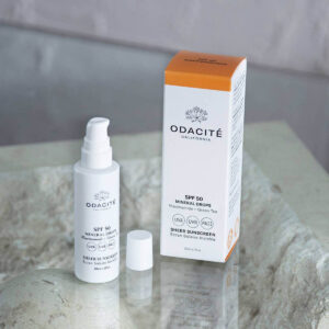 Odacité SPF 50 Mineral Drops Sheer Sunscreen available at Inspire Beauty.